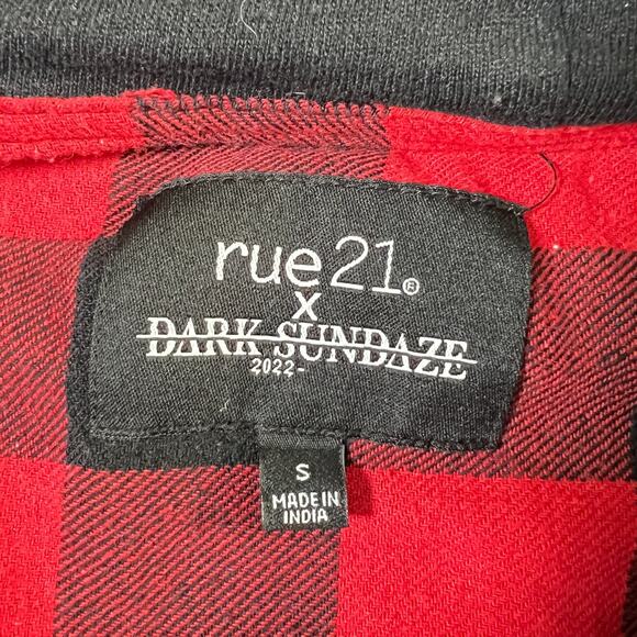 Rue 21 x Dark Sundaze Mens 2022 Halloween Flannel Hoodie Size Small Skeleton - Picture 3 of 5